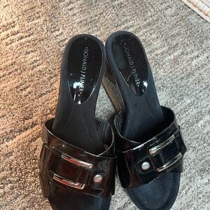 Donald J. Pliner Black Patent Mules